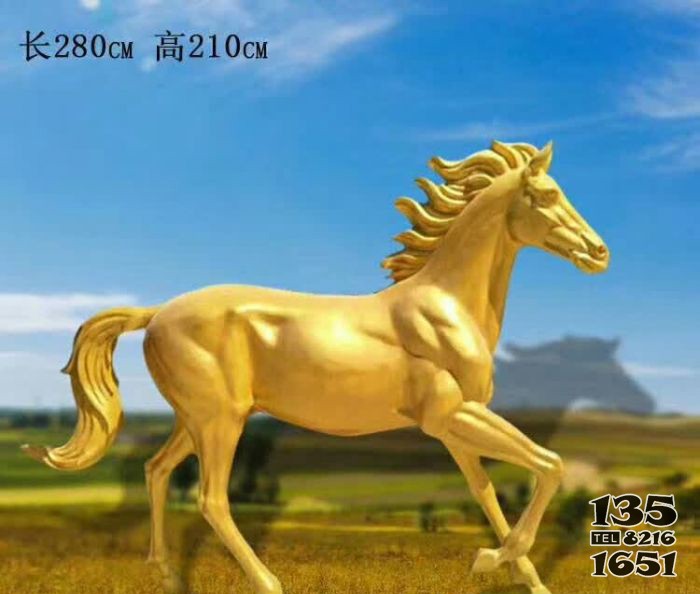 黃銅色奔馬銅雕 圖片