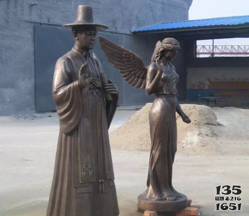 銅雕人物，廣場景觀 圖片