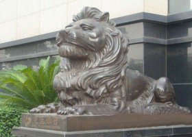 交通銀行門口西洋獅子銅雕 