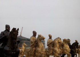 古代人物騎馬景觀廣場銅雕 