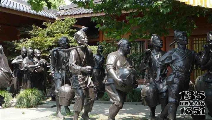 公園抬酒小品人物銅雕 圖片