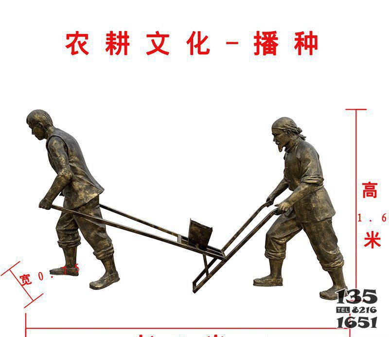 農(nóng)耕文化播種人物銅雕 圖片