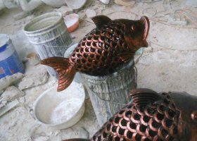 金魚小區(qū)景觀動(dòng)物銅雕 