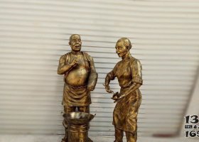 廣場銅雕買刀削面小品人物雕塑 