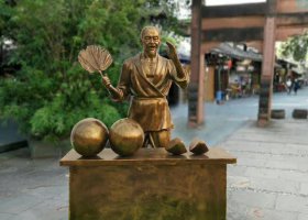 城市接頭叫賣人物銅雕 