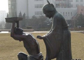 岳母刺字人物銅雕 岳母雕塑圖片典故十五中浮雕
