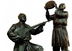 演奏樂器的人人物銅雕 