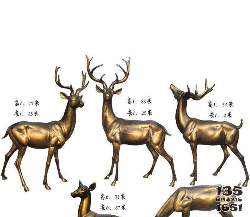 公園動物鹿群銅雕 圖片