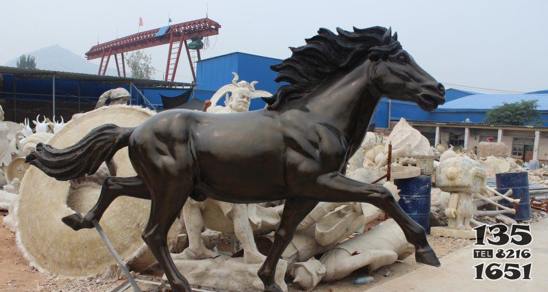 玻璃鋼仿銅馬廣場動物雕塑 圖片