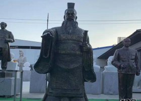 古代歷史人物秦始皇銅雕 秦始皇雕塑馬俑題材公園群雕