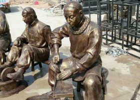 玻璃鋼搗藥制藥文化人物雕塑仿銅古代小孩買糖吃情景雕塑 小孩雕塑情侶恐龍照片海螺