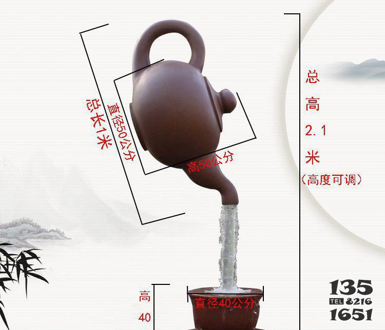 景區(qū)茶壺噴泉銅雕 茶壺雕塑價(jià)格花茶山頂青銅圖片