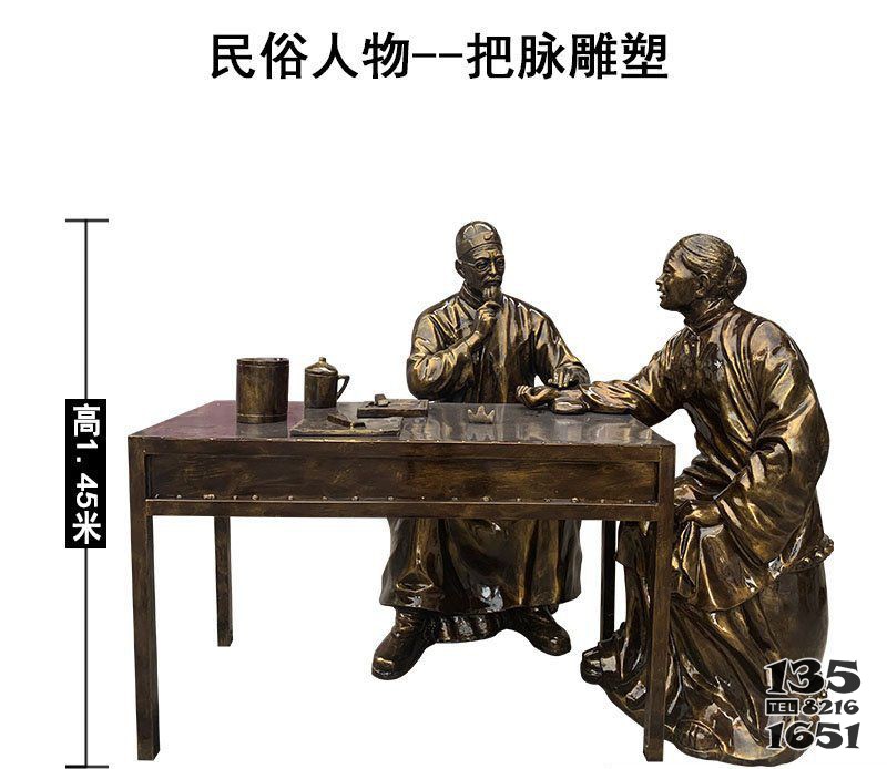 古代中醫(yī)把脈人物銅雕 中醫(yī)雕塑醫(yī)院電話全集地址圖片