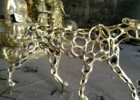 抽象金錢豹公園動物銅雕 