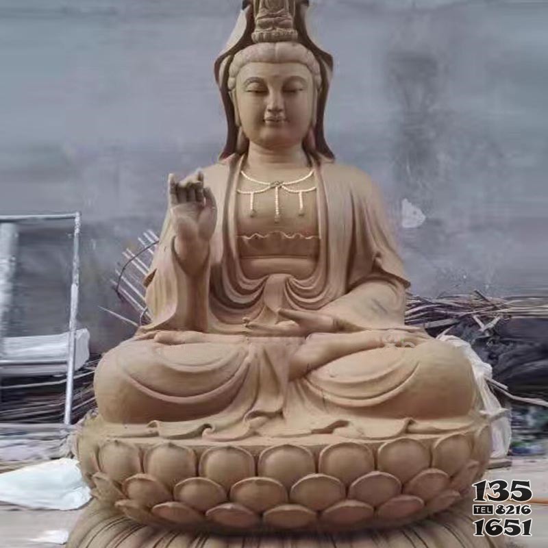 銅雕觀音佛像雕塑,坐蓮花觀音寺廟工藝品擺件定制 圖片
