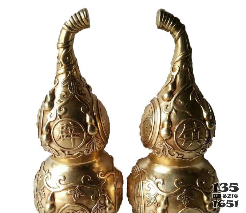 銅雕寺廟平安葫蘆雕塑 葫蘆雕塑麒麟羅馬柱名家場(chǎng)景圖片