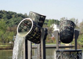 公園流水水桶景觀銅雕 
