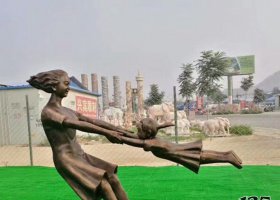 廣場銅雕快樂母子人物雕塑 母子雕塑公園摩爾亨利高清