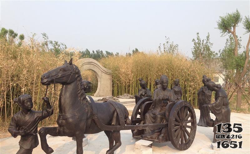 公園坐馬車景觀銅雕 馬車雕塑歐式金屬龍舉路口圖片