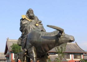 景區(qū)老子騎牛銅雕 老子雕塑孔子施工圖壁畫博物館