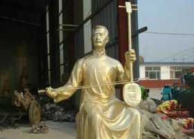 拉二胡廣場人物景觀銅雕 拉二胡雕塑圖片鑄銅擺件少女