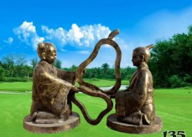 古代孔融讓梨人物銅雕 孔融讓梨雕塑孔融語言寓意模型