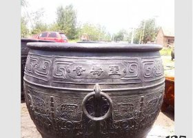銅雕寺廟圓形景觀香爐 香爐雕塑廠家景觀牛的水帶