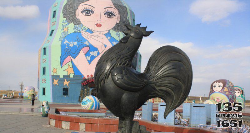 公園打鳴的公雞動(dòng)物銅雕 公雞雕塑動(dòng)物個(gè)性小區(qū)圖片