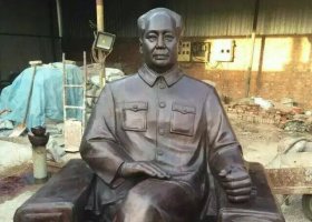 廣場(chǎng)毛主席坐像偉人銅雕 毛主席雕塑廣場(chǎng)草坪門口背景