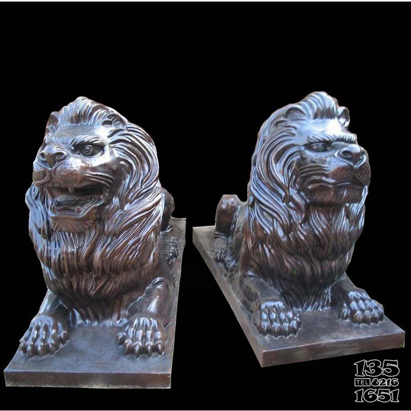 銅雕獅子工藝品歐式風(fēng)格鑄銅獅子雕塑擺件廠家 圖片