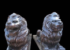 銅雕獅子工藝品歐式風格鑄銅獅子雕塑擺件廠家 