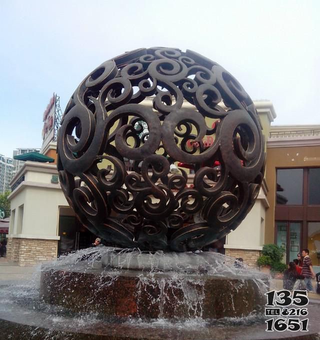 銅雕鏤空球噴泉 噴泉雕塑歐式水池龍頭全集圖片
