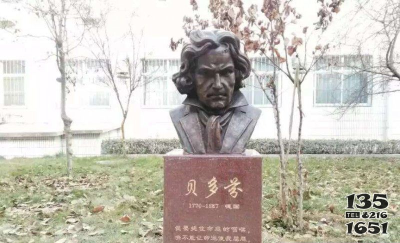 校園西方名人貝多芬頭像銅雕 貝多芬雕塑紀(jì)念性瘋狂潘鶴效果圖圖片