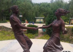 銅雕公園夫妻跳舞人物擺件 