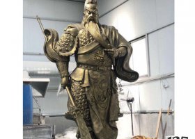 持刀關(guān)公銅雕  關(guān)公雕塑圖片大全魚籽滿背