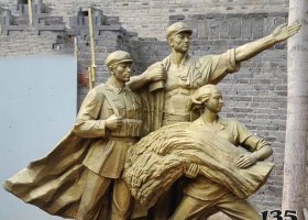 勝利會(huì)師人物銅雕 