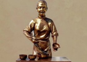 賣粥人物銅雕 