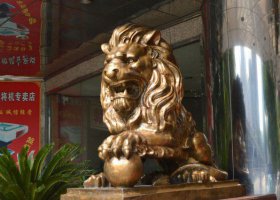 西洋獅黃銅獅子銅雕 