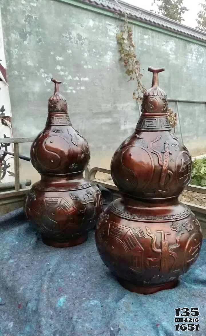 葫蘆景觀銅雕 葫蘆雕塑欄桿拴馬樁寺廟福祿壽圖片