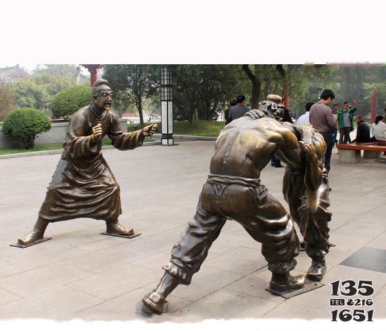 古代摔跤的人物銅雕 摔跤雕塑義和冠軍體育館動作圖片