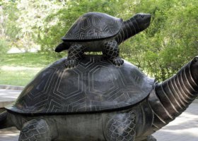 公園大小烏龜景觀銅雕 烏龜?shù)袼軋D片紋路蝙蝠博物館