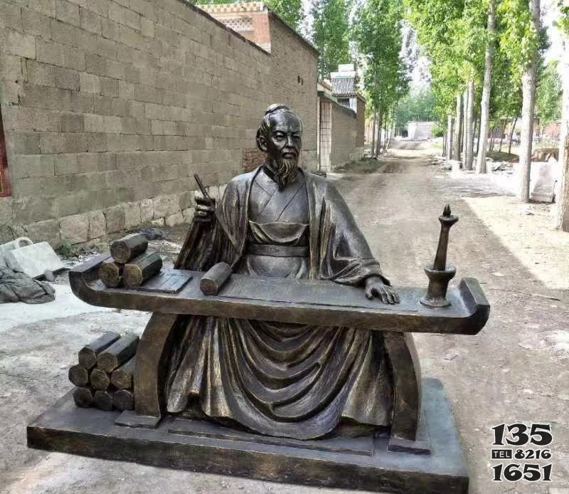銅雕古代寫字人物雕塑  圖片