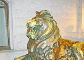 趴著的西洋獅鑄銅獅子銅雕 