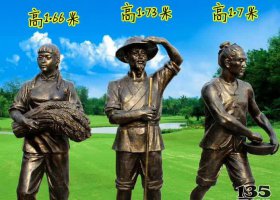農(nóng)耕人物銅雕 