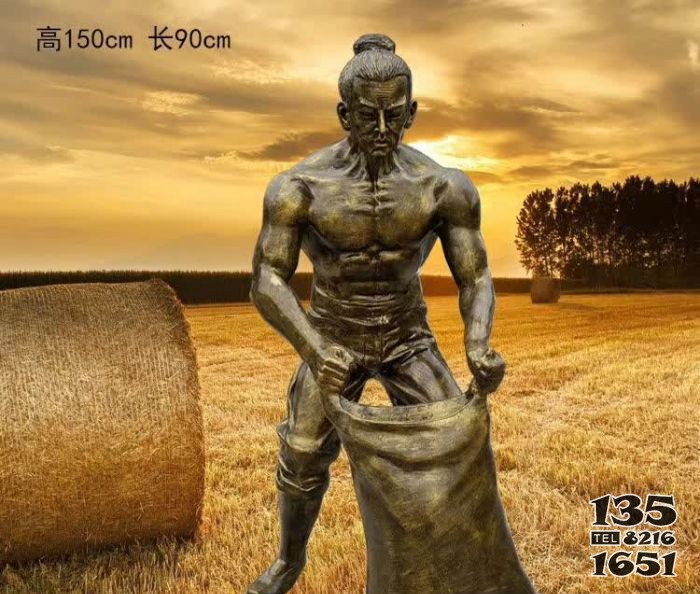 收獲糧食人物銅雕 圖片