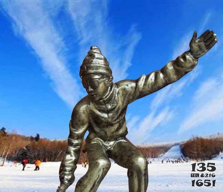 體育場滑雪的人物銅雕 滑雪雕塑運動企鵝運動員滑雪板圖片
