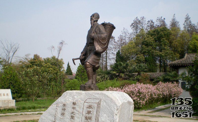 李時(shí)珍古代名人銅雕 李時(shí)珍雕塑名醫(yī)公園胸像制作圖片
