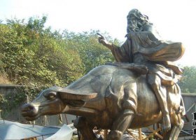 公園老子騎牛景觀銅雕 老子雕塑孔子洞天大師事件