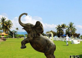 公園小象動物銅雕 小象雕塑圖片陶土湖面滑梯