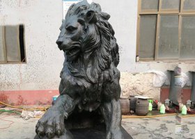 大型西方踩球獅子銅雕塑 